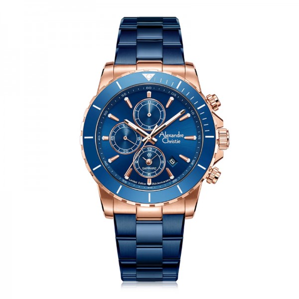 Alexandre Christie AC 6141 Rosegold Blue Man Limited Edition 25th Anniversary XXVMURBU